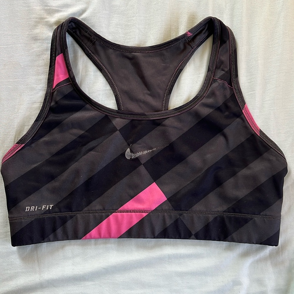 Pink and Black Nike Dri-Fit Sports Bra